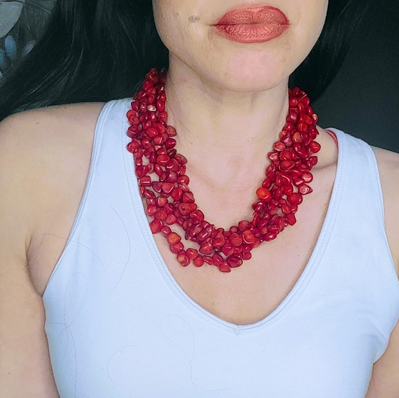 VTG Signed Lucas Lameth LUC Natural Untreated Coral 4 Strand Sterling Necklace - Picture 5 of 10